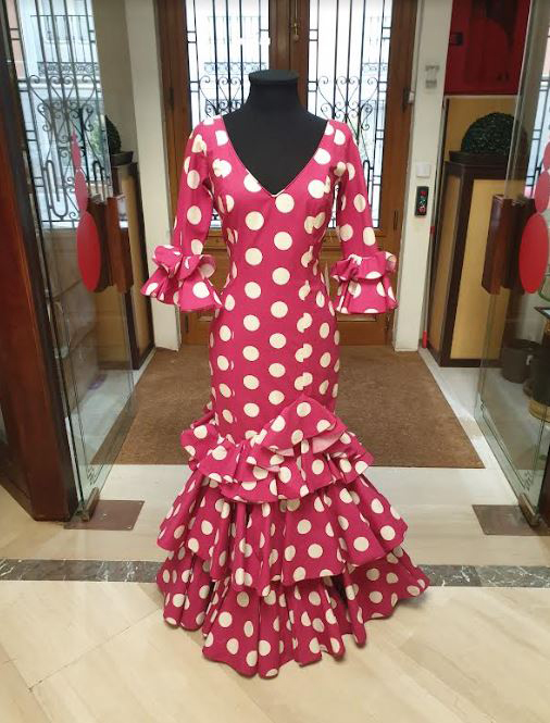 T 40. Flamenco Dress Outlet. Mod. Saeta Buganvilla Lunar Blanco. Size 40 148.76€ #50760SAETABGNV40